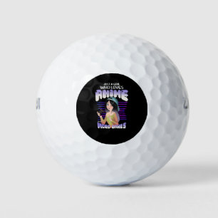 nur ein Mädchen, das Videospiele und Animationen L Golfball