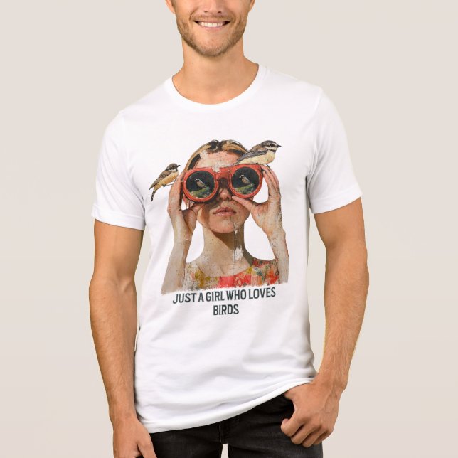 Nur ein Mädchen, das Vögel Liebe - Vogelbeobachtun Tri-Blend Shirt (Vorderseite)