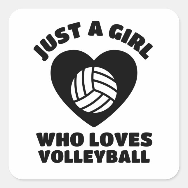 Nur ein Mädchen, das Volleyball Liebe Quadratischer Aufkleber (Vorderseite)