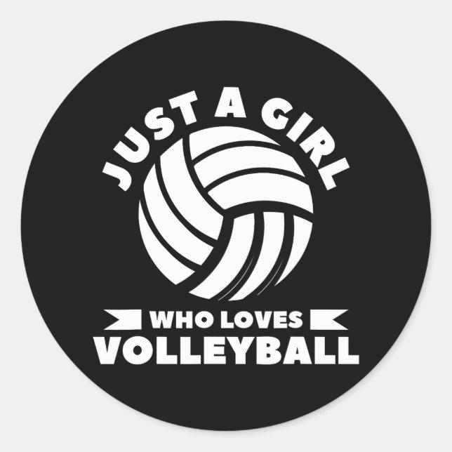 Nur ein Mädchen, das Volleyball-Liebe Runder Aufkleber (Vorderseite)