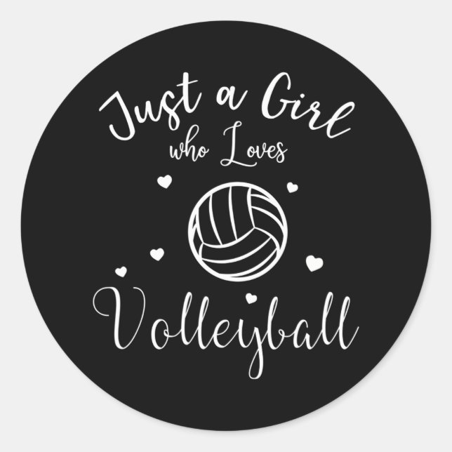 Nur ein Mädchen, das Volleyball Liebe Runder Aufkleber (Vorderseite)