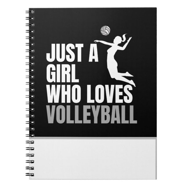 Nur ein Mädchen, das Volleyball Liebe Schwarz & We Notizblock (Vorderseite)