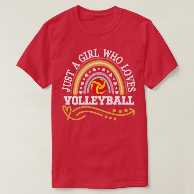 Nur ein Mädchen, das Volleyball-Regenbogen-Geschen T-Shirt (Design vorne)