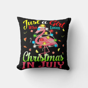 Nur ein Mädchen, das Weihnachten im Juli Flamingo  Kissen