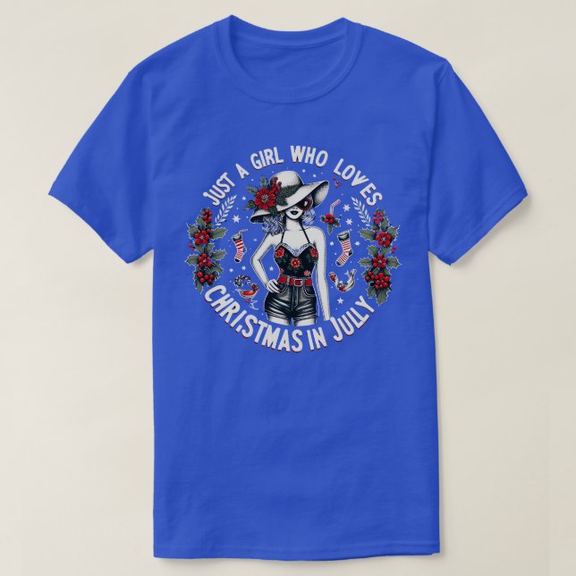 Nur ein Mädchen, das Weihnachten im Juli Lieben, v T-Shirt (Design vorne)