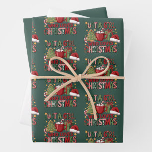 Nur ein Mädchen, das Weihnachten Liebhaber Urlaub  Geschenkpapier Set