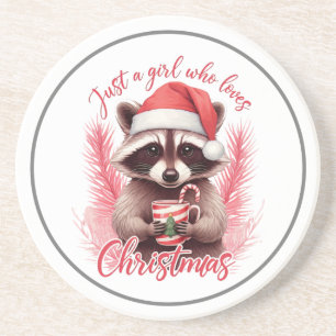 Nur ein Mädchen, das Weihnachten Waschbär-71692 li Getränkeuntersetzer
