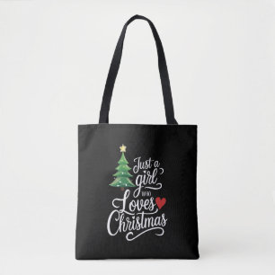 Nur ein Mädchen, das Weihnachtsbaum-Familiengesche Tasche