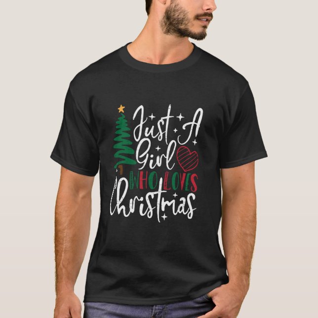 Nur ein Mädchen, das Weihnachtsbaum Lieben Lichter T-Shirt (Vorderseite)
