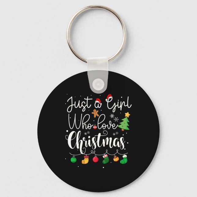 Nur ein Mädchen, das Weihnachtsbaum Rote Weihnacht Schlüsselanhänger (Vorderseite)
