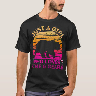 Nur ein Mädchen, das Wein und Bären Liebe - Bär T-Shirt
