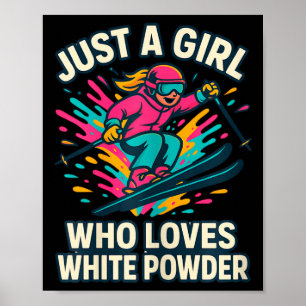 Nur ein Mädchen, das weißen Pulverschnee Winter Sc Poster