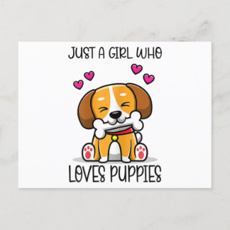 Nur ein Mädchen, das Welpen Liebe Postkarte