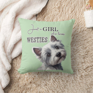 Nur ein Mädchen, das Westies Niedlich Westie Art L Kissen