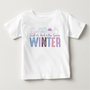 Nur ein Mädchen das Winter liebt Hübsches saisonal Baby T-shirt