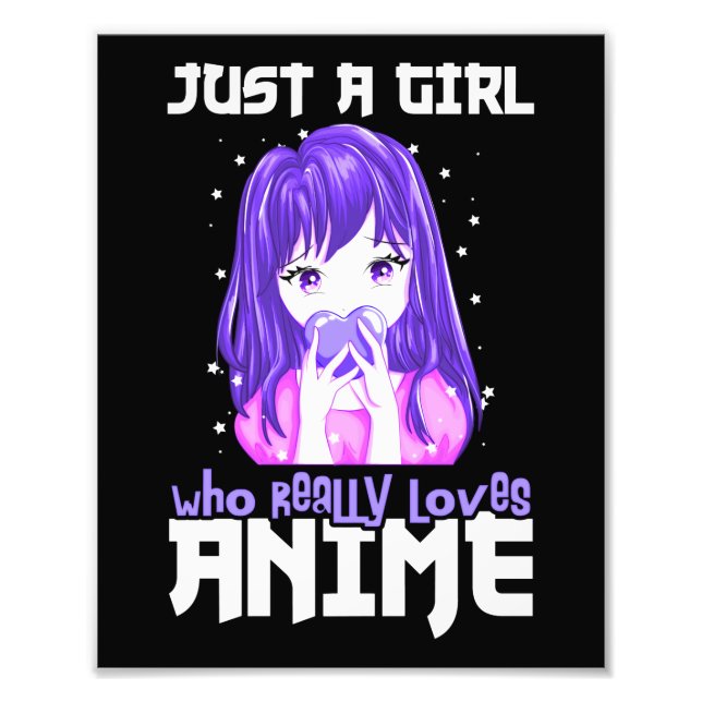 Nur ein Mädchen, das wirklich Anime im Lila Liebe Fotodruck (Vorne)