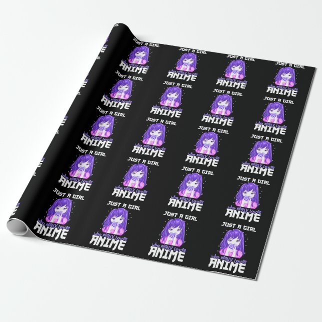 Nur ein Mädchen, das wirklich Anime im Lila Liebe Geschenkpapier (Ungerollt)