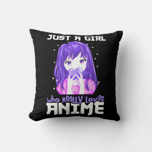 Nur ein Mädchen, das wirklich Anime im Lila Liebe Kissen