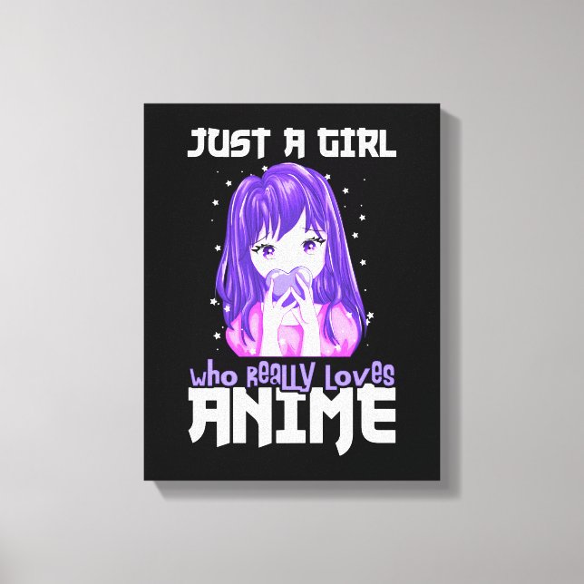 Nur ein Mädchen, das wirklich Anime im Lila Liebe Leinwanddruck (Vorderseite)