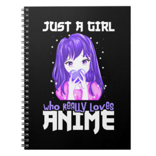 Nur ein Mädchen, das wirklich Anime im Lila Liebe Notizblock