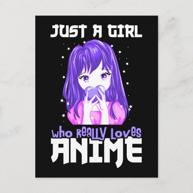 Nur ein Mädchen, das wirklich Anime im Lila Liebe Postkarte (Vorderseite)