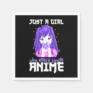 Nur ein Mädchen, das wirklich Anime im Lila Liebe Serviette
