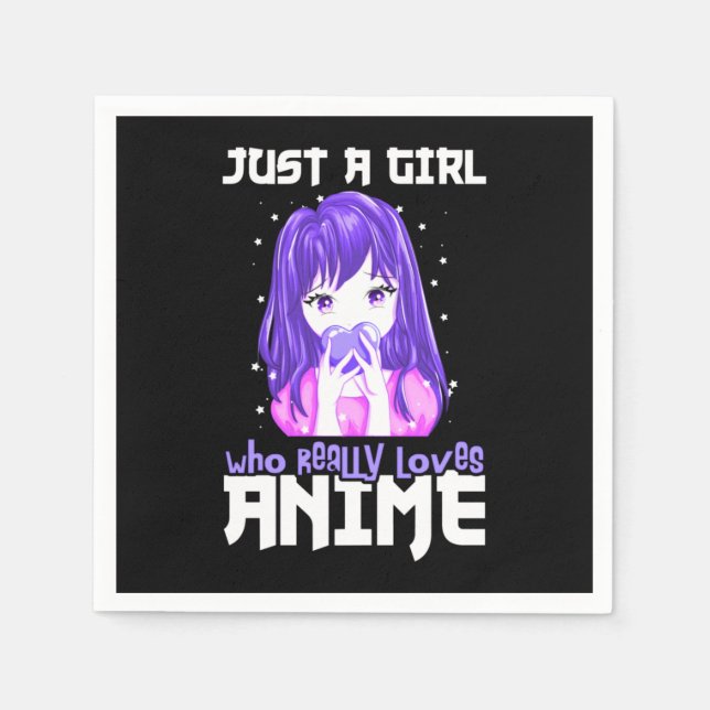 Nur ein Mädchen, das wirklich Anime im Lila Liebe Serviette (Vorderseite)