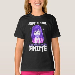 Nur ein Mädchen, das wirklich Anime im Lila Liebe T-Shirt