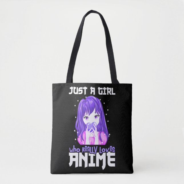 Nur ein Mädchen, das wirklich Anime im Lila Liebe Tasche (Vorderseite)