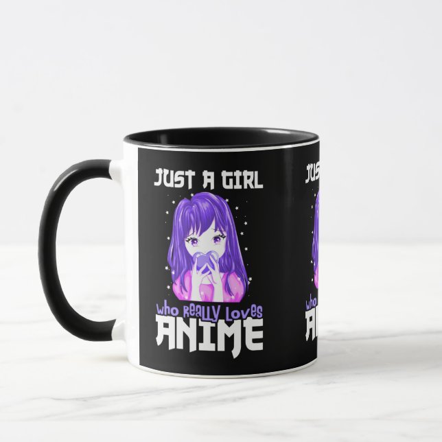 Nur ein Mädchen, das wirklich Anime im Lila Liebe Tasse (Links)