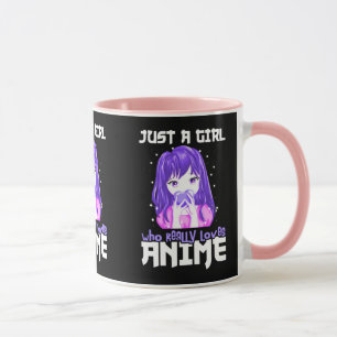 Nur ein Mädchen, das wirklich Anime im Lila Liebe Tasse