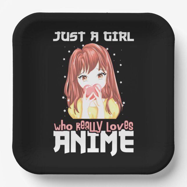 Nur ein Mädchen, das wirklich Anime Liebe Pappteller (Vorderseite)