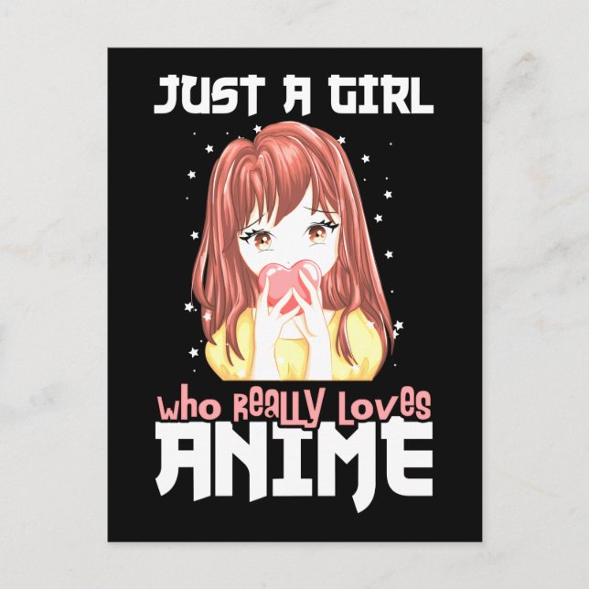 Nur ein Mädchen, das wirklich Anime Liebe Postkarte (Vorderseite)