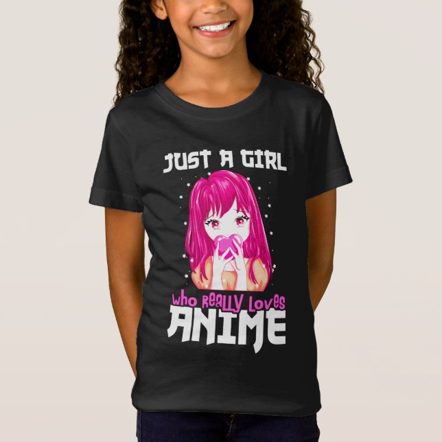 Nur ein Mädchen, das wirklich Anime Liebe T-Shirt (Vorderseite)