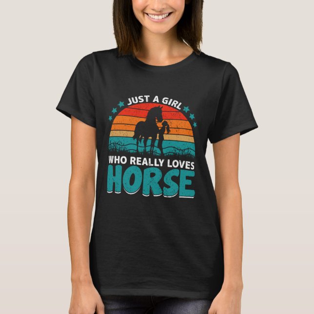 Nur ein Mädchen, das wirklich Pferd Lieben hat T-Shirt (Vorderseite)
