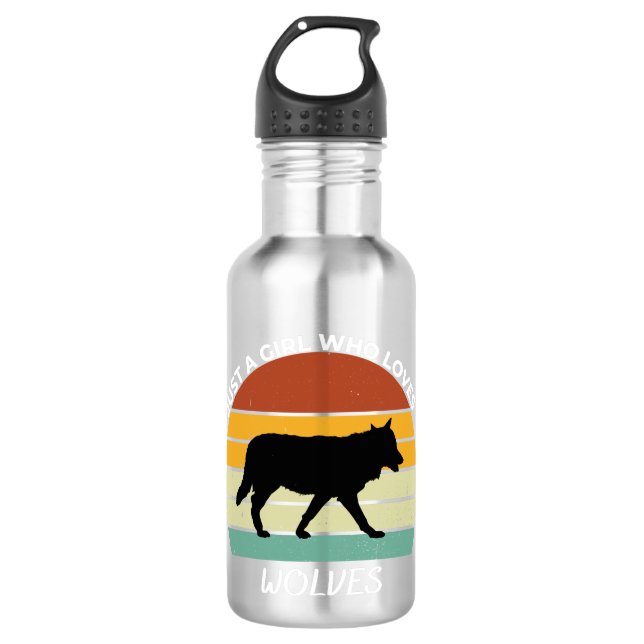 Nur ein Mädchen, das Wölfe Liebe Edelstahlflasche (Vorderseite)
