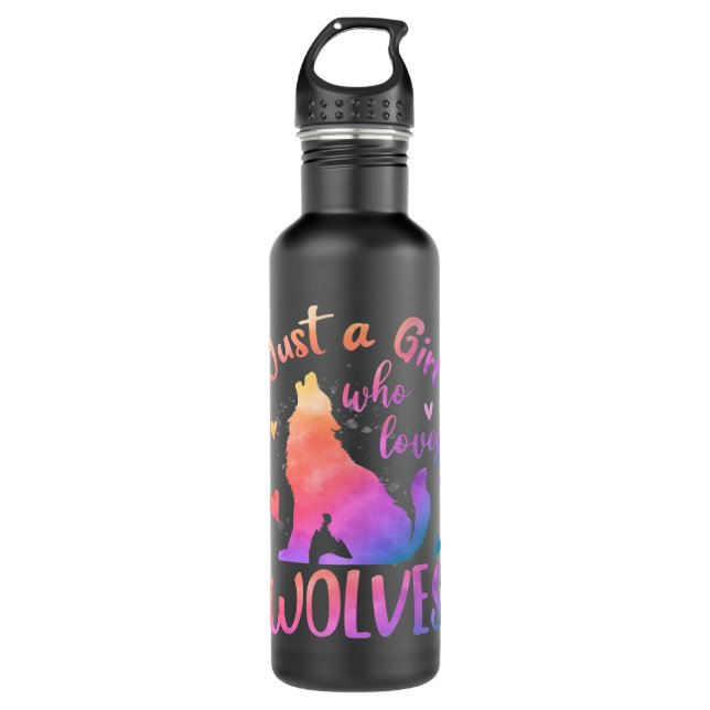 Nur ein Mädchen, das Wölfe Liebe gefärbte Krawatte Edelstahlflasche (Vorderseite)