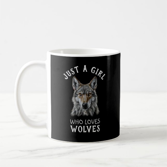 Nur ein Mädchen, das Wölfe Liebe Kaffeetasse (Links)