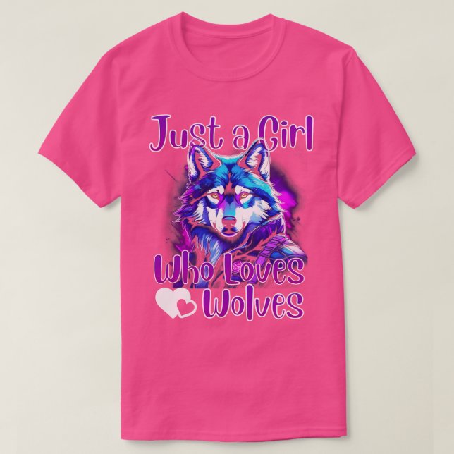 Nur ein Mädchen, das Wölfe Liebe, Niedliche Wolf-L T-Shirt (Design vorne)
