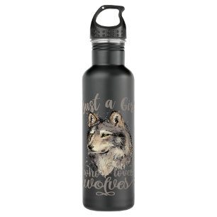 Nur ein Mädchen, das Wölfe Liebe Niedlicher Wolf L Edelstahlflasche