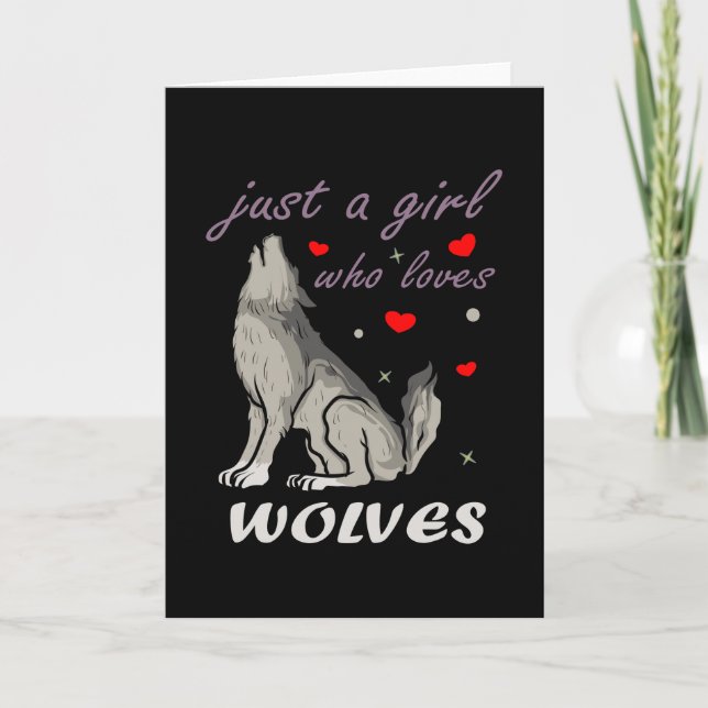 Nur ein Mädchen, das Wölfe Liebe Niedlicher Wolf L Karte (Vorderseite)