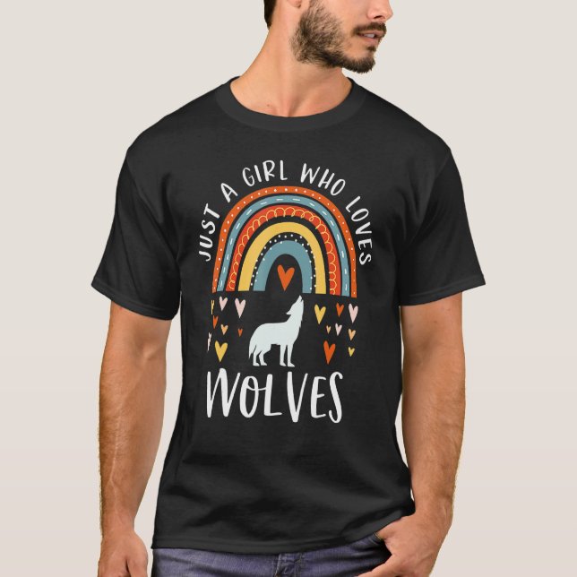 Nur ein Mädchen, das Wölfe Liebe, Regenbogen für W T-Shirt (Vorderseite)