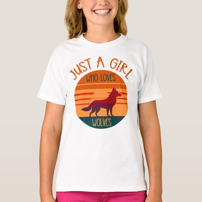 Nur ein Mädchen, das Wölfe Liebe T-Shirt (Vorderseite)