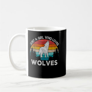 Nur ein Mädchen, das Wölfe Lieben Retro Wolf Lover Kaffeetasse