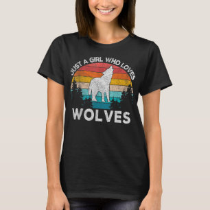 Nur ein Mädchen, das Wölfe Lieben Retro Wolf Lover T-Shirt