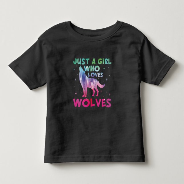 Nur ein Mädchen, das Wölfe Lieben Wasserfarbe Kleinkind T-shirt (Vorderseite)