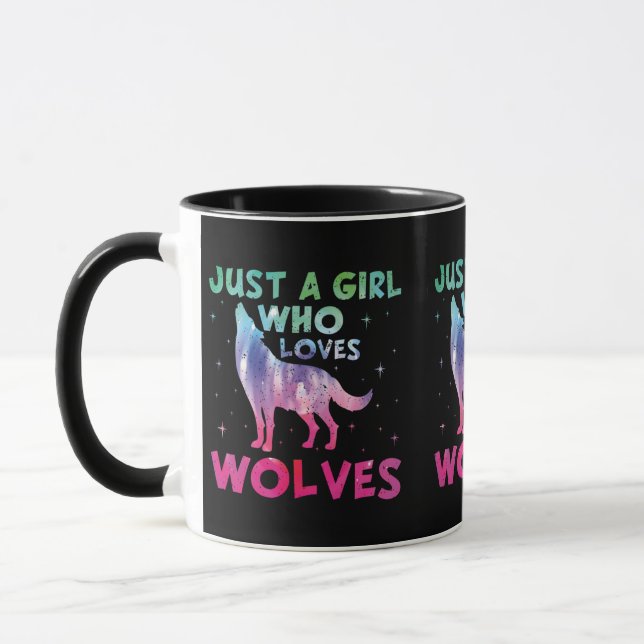 Nur ein Mädchen, das Wölfe Lieben Wasserfarbe Tasse (Links)
