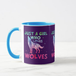 Nur ein Mädchen, das Wölfe Lieben Wasserfarbe Tasse
