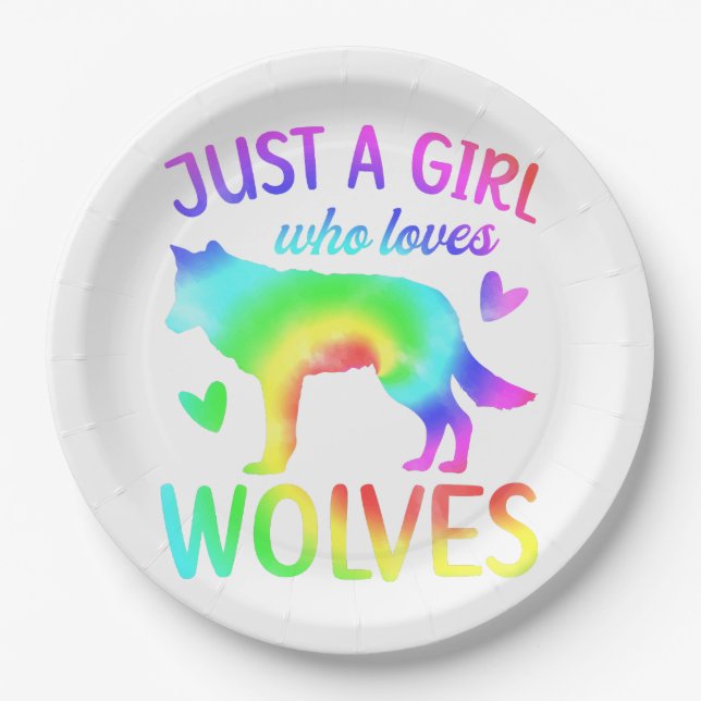 Nur ein Mädchen, das Wölfe Lieben Wasserfarbe, Was Pappteller (Vorderseite)