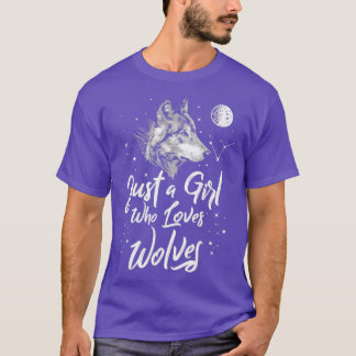 Nur ein Mädchen, das Wölfe Lieben Wolf Frauen Mädc T-Shirt